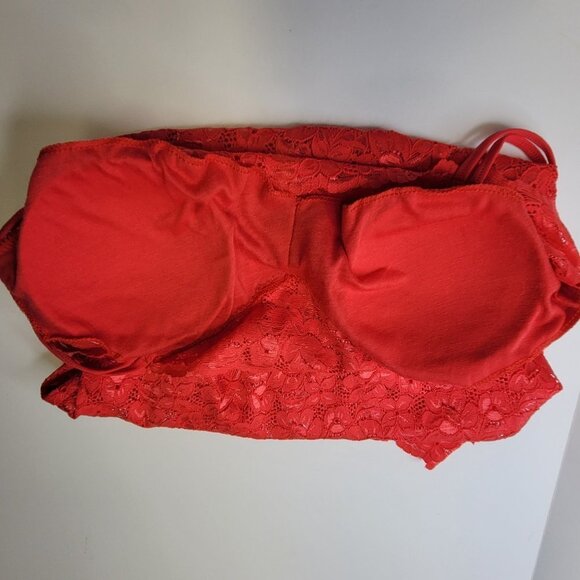 Red Lace Long Camisole Lace Tank Top Stretchy Long Camisole - Size L- NEW - Picture 5 of 13